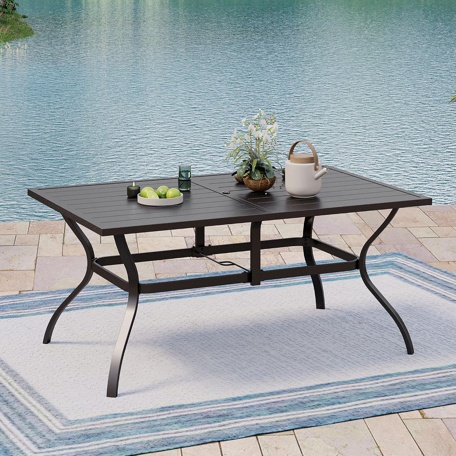 Outdoor Furniture One Piece - Buiten metalen eettafel, rechthoekige terrastafel met