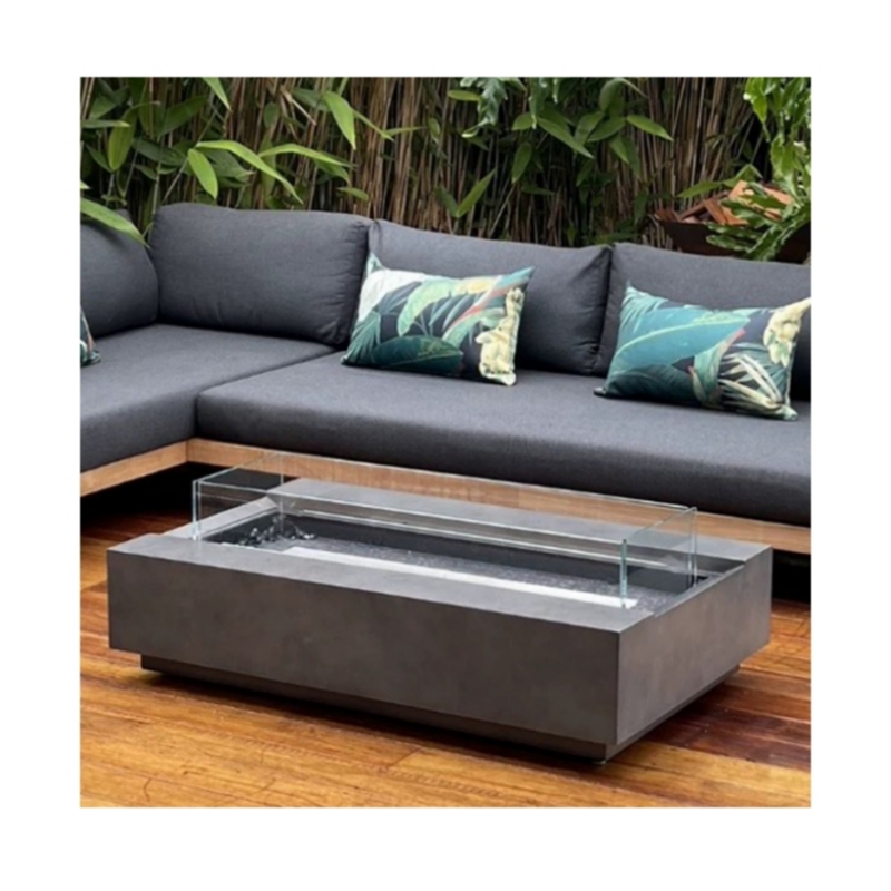 Outdoor Furniture And Fire Pit - Moderne Cortenstalen vuurplaats gas buitenmeubelset tafelbladhaard