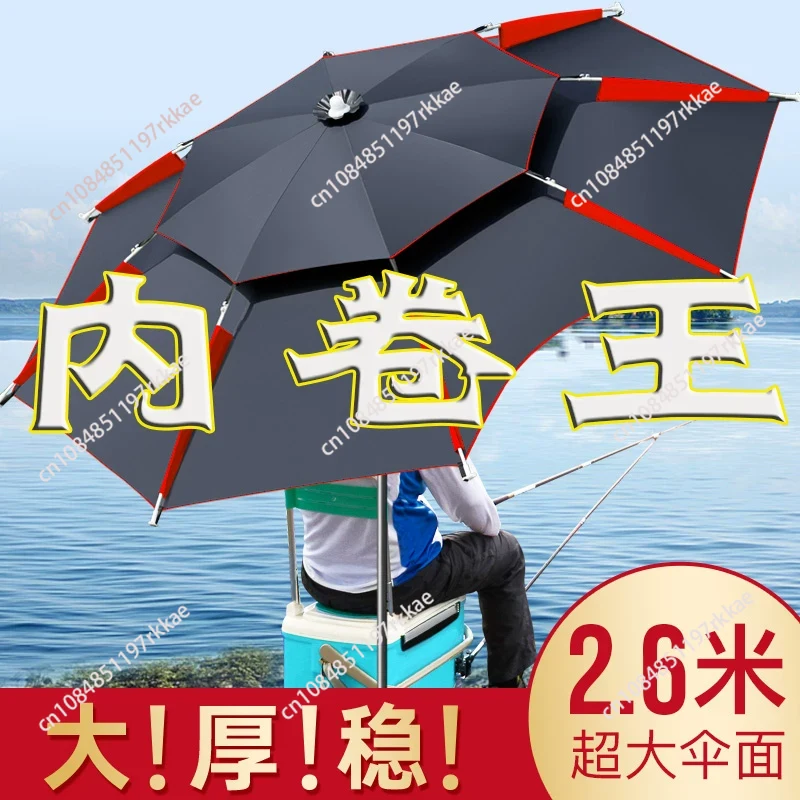 Parasol Umbrella Large - Strandparasol visparasol schaduw 1.8-2.6m Dubbellaags Opvouwbare