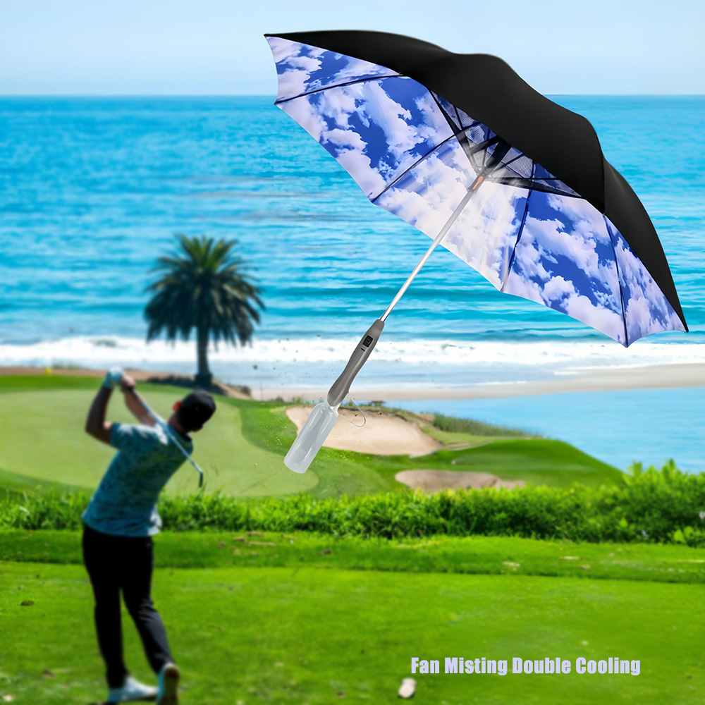 Parasol Umbrella Large - Ingebouwde ventilator met verneveling, grote rechte