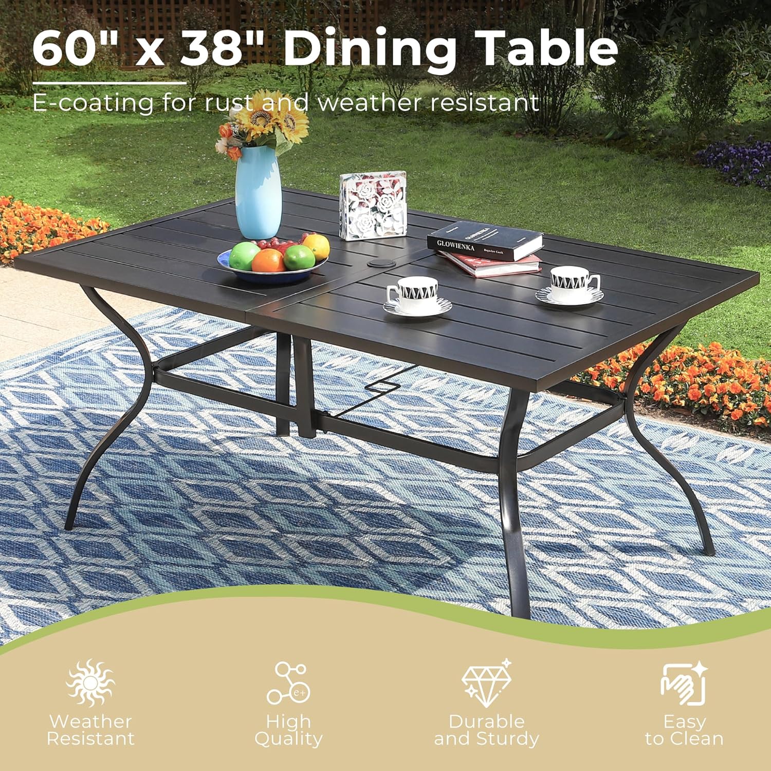 Buiten metalen eettafel, recht - Outdoor Furniture One Piece recensie en prijs