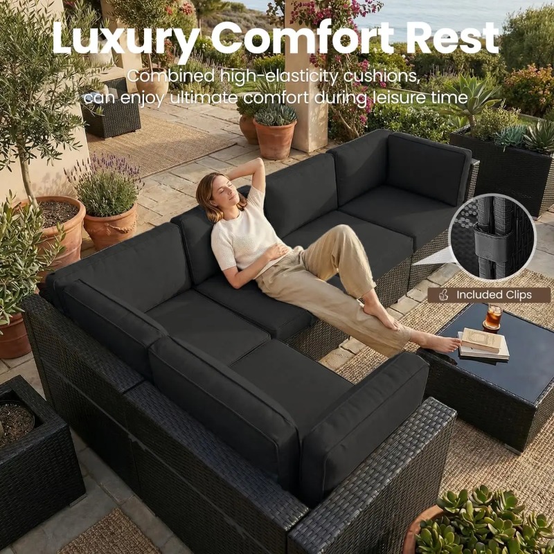 8-delige patio wicker sectione - Outdoor Furniture And Fire Pit recensie en prijs