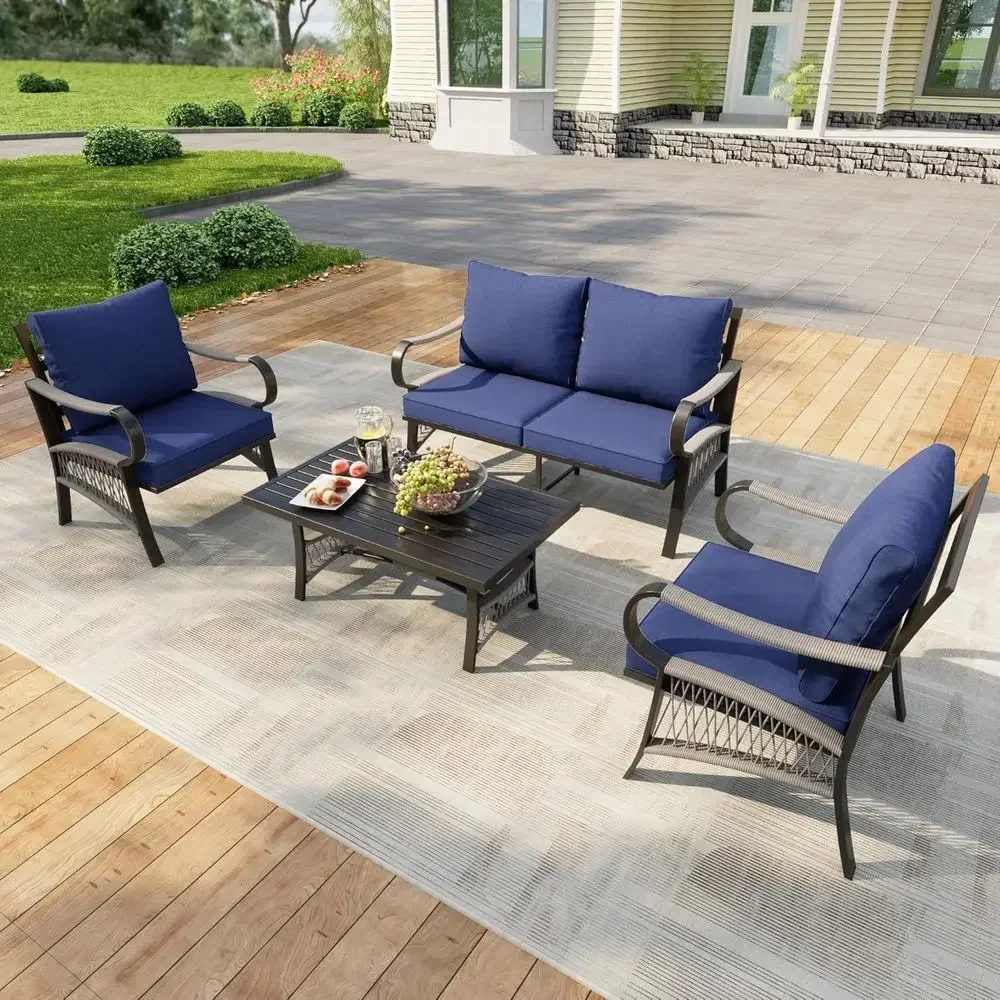 4-delige metalen tuinmeubelset - Outdoor Furniture Metal Chairs recensie en prijs