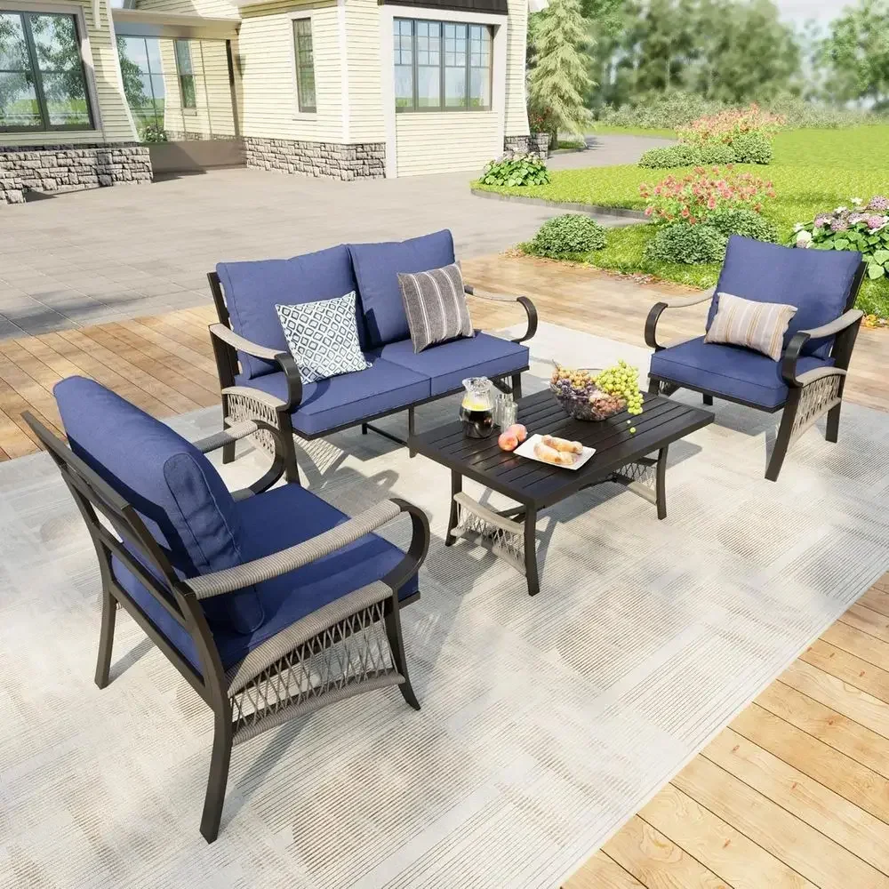 4-delige metalen tuinmeubelset - Outdoor Furniture Metal Chairs recensie en prijs