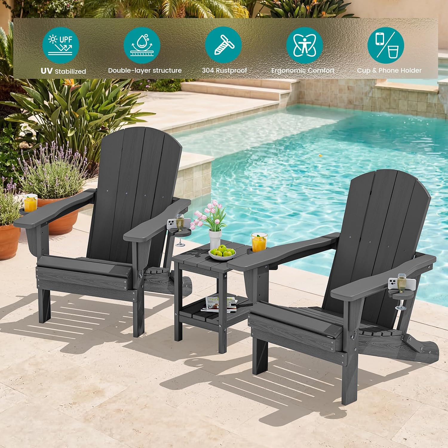 Set van twee opvouwbare buiten - Outdoor Furniture And Fire Pit recensie en prijs