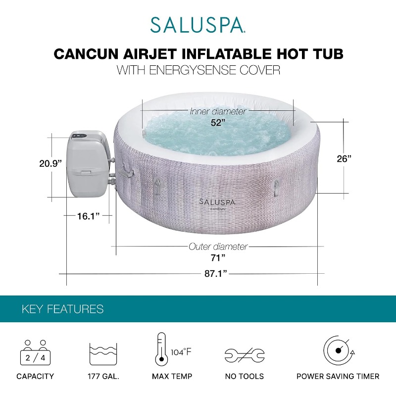 Bestway SaluSpa Cancun 2-4 per - Inflatable Hot Tub recensie en prijs