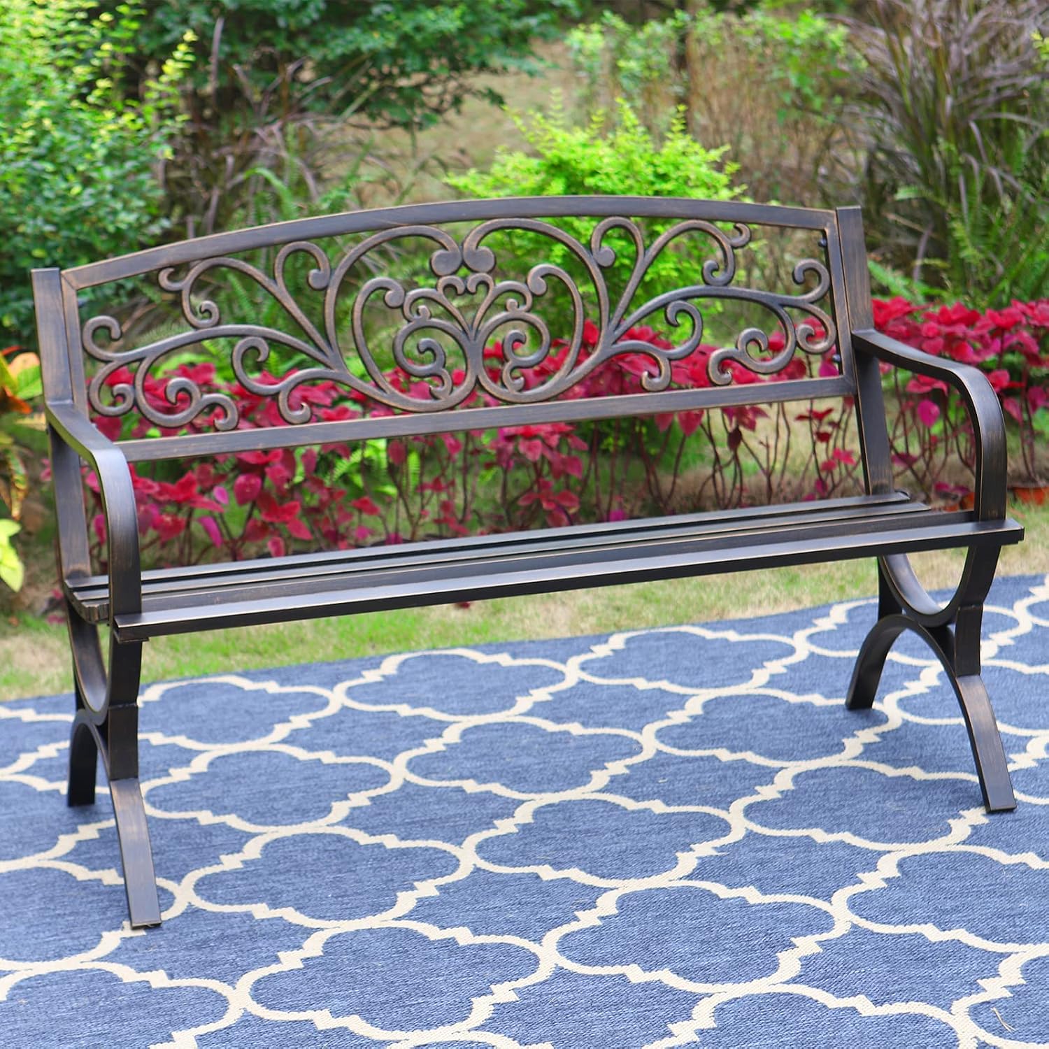 Bronzen 50 inch tuinbank voor  - Outdoor Furniture Metal Chairs recensie en prijs