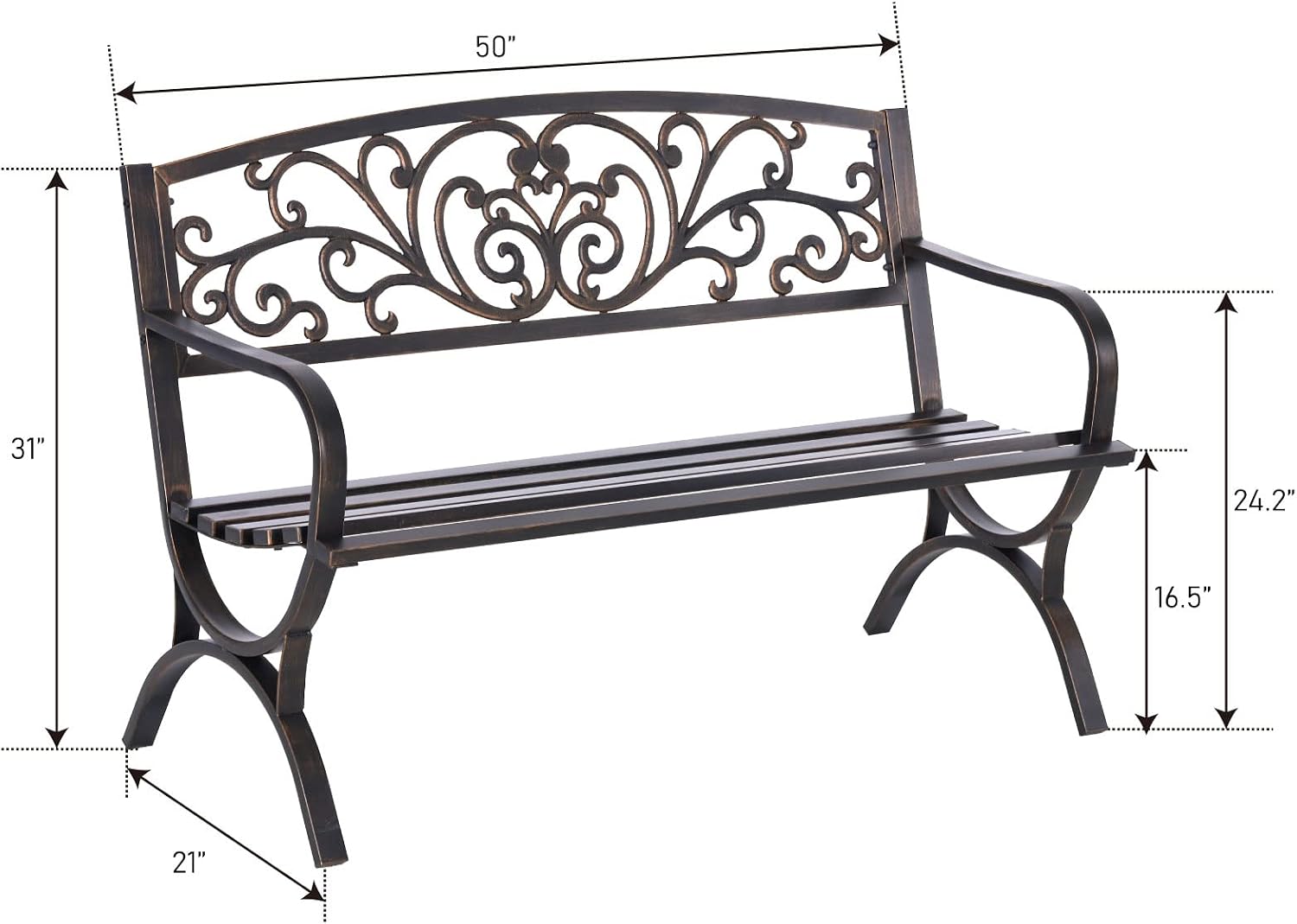 Bronzen 50 inch tuinbank voor  - Outdoor Furniture Metal Chairs recensie en prijs
