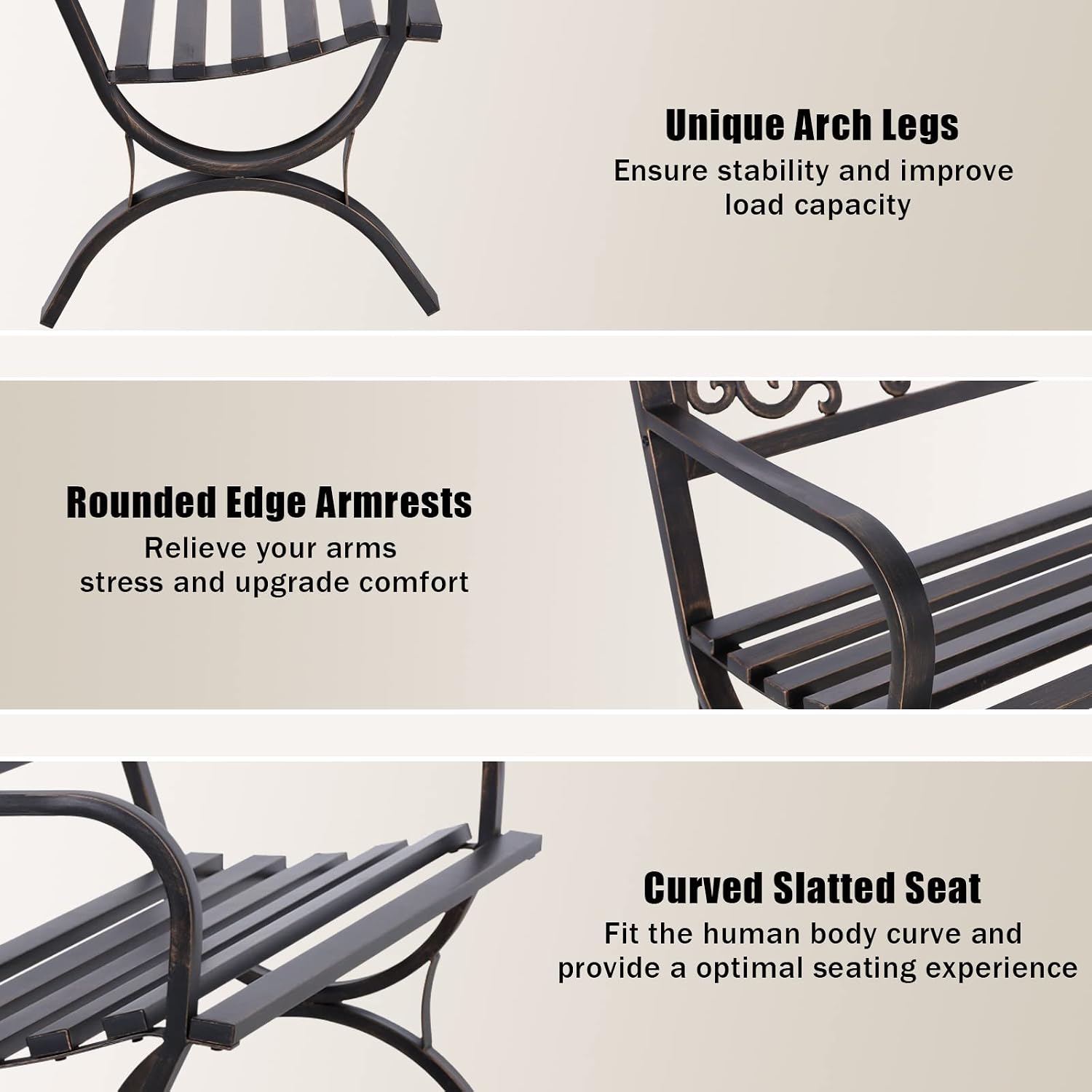 Bronzen 50 inch tuinbank voor  - Outdoor Furniture Metal Chairs recensie en prijs