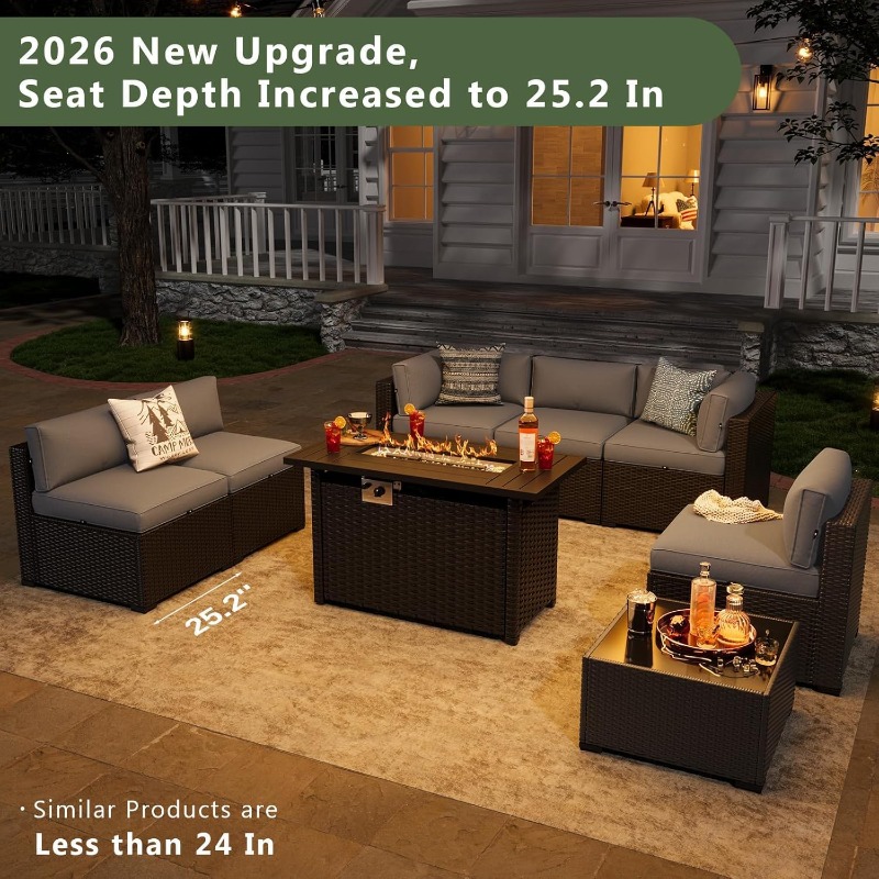 Aoxun 8-delige tuinmeubelset m - Outdoor Furniture And Fire Pit recensie en prijs