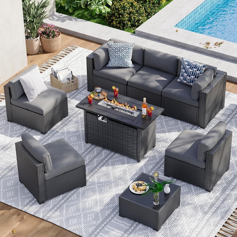 Aoxun 8-delige tuinmeubelset m - Outdoor Furniture And Fire Pit recensie en prijs