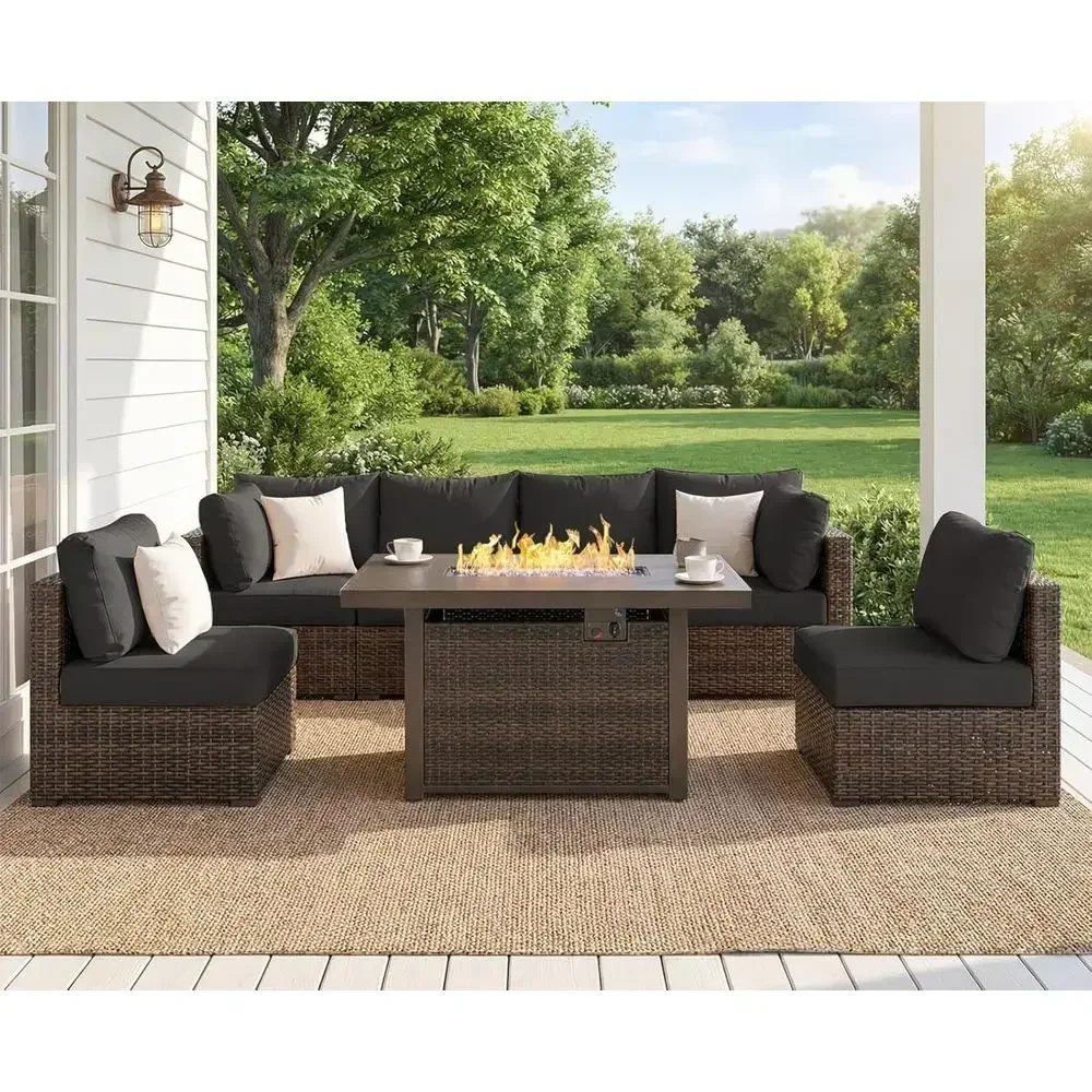 7-delige tuinmeubelset met 42  - Outdoor Furniture And Fire Pit recensie en prijs